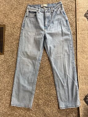 Abercrombie & Fitch Light Blue Ankle Straight Ultra High-Rise Jeans